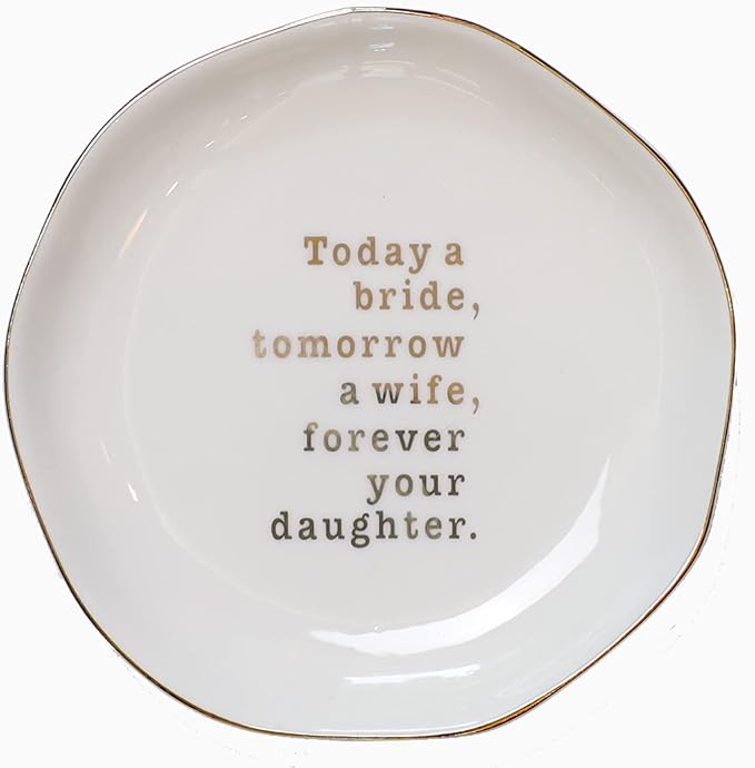 Mother of Bride Ring Dish,Weeding Gifts for Mom from Daughter-Jewelry Dish Tray-Ceramic White