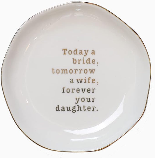Mother of Bride Ring Dish,Weeding Gifts for Mom from Daughter-Jewelry Dish Tray-Ceramic White