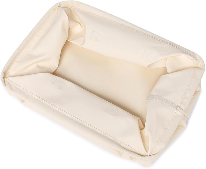 Foldable Storage Bins with Lids Cotton Canvas Rectangular Storage Box Ideal for Organization Lightweight and Durable (13.78 x 9.45 x 9.45)