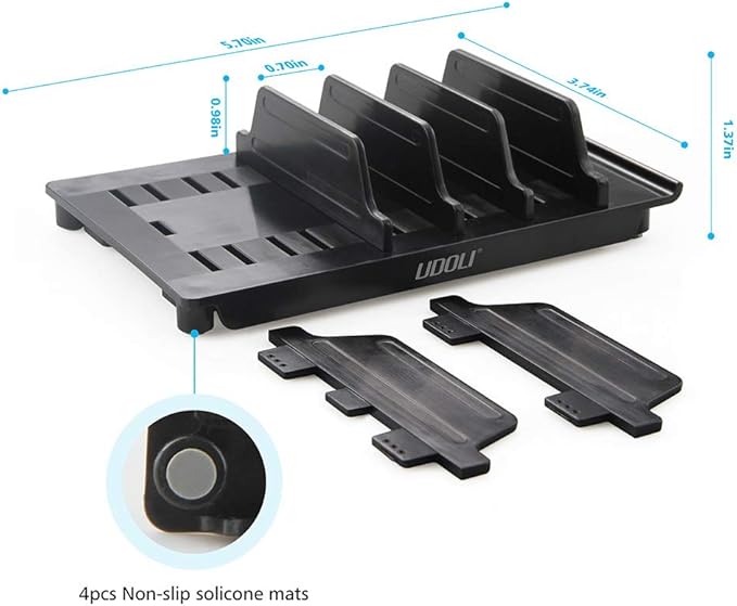 Adjustable Universal Multi Device Organizer Dock Stand Holder, Tablet Cell Phone Desktop Stand for iPhone Samsung Galaxy Google Nexus Kindle (Black)- No Charging Port