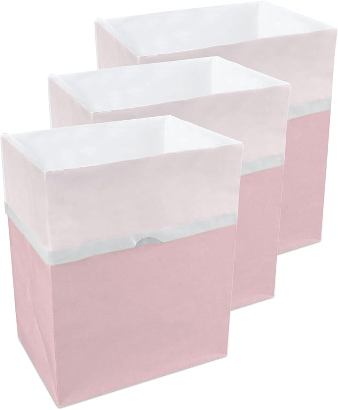 | 13 Gallon Disposable Trash Cans (3-Pack) with Fitted Trash Bags - Reusable Garbage and Recycling Bins for Parties, Events, and More (Pink - 17" Height x 13.5" Width x 10" Depth)