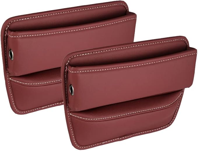 Riloer Car Organizers for Gap Leather Waterproof Car Seat Gap Fillers for Cars, Suvs, Trucks, Front Seat Gap Fillers for Phones, Keys, Cards, Glasses, Black