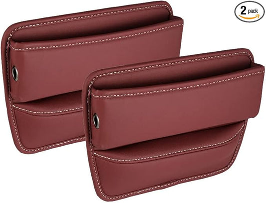 Riloer Car Organizers for Gap Leather Waterproof Car Seat Gap Fillers for Cars, Suvs, Trucks, Front Seat Gap Fillers for Phones, Keys, Cards, Glasses, Red