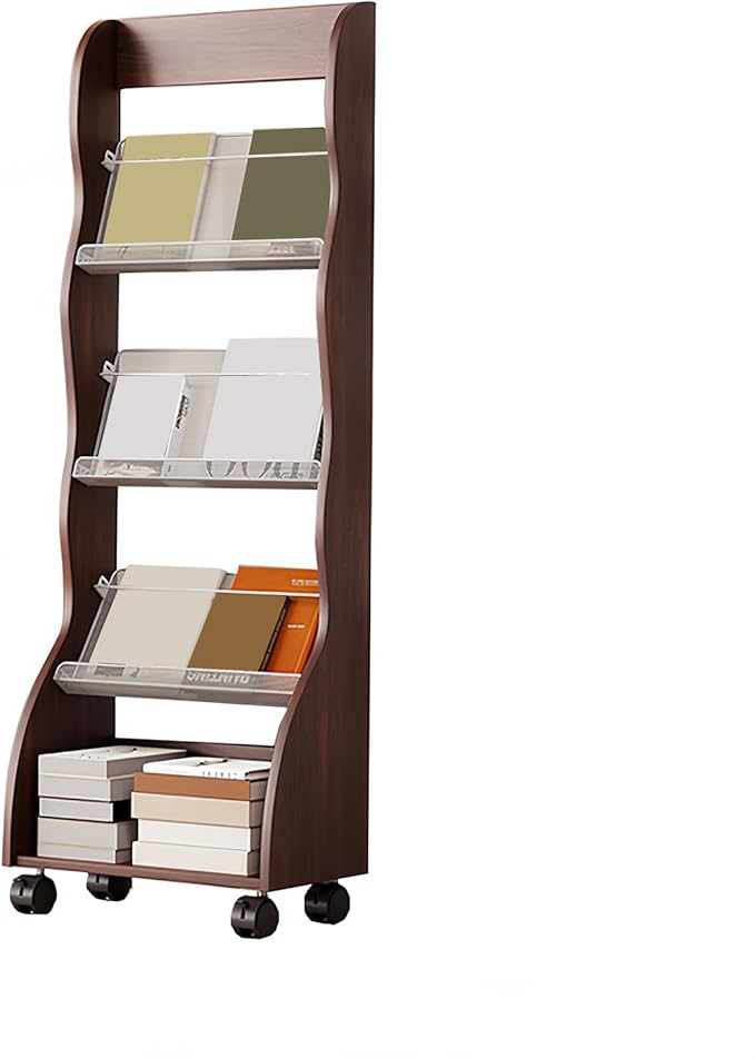 Brochure Display Rack,4 Layer Floor-Standing Magazine Rack,Literature Newspaper Catalog Display Holder With,Book Display Rack for Exhibitions, Shopping Malls, Hospitals, Offices,Family