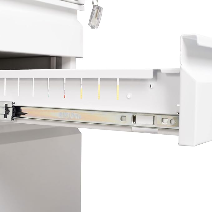 3-Drawer Lockable Mobile File Cabinet – Metal A4/Letter/Legal Size Storage for Home/Office, Pre-Assembled, Space-Saving Under-Desk Cabinet with Wheels (White)