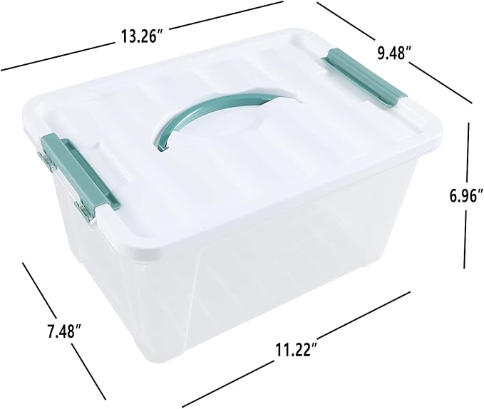 Gainhope 6 Packs 14 L Plastic Stackable Storage Bin Container Box with Latching Lid, Clear Organizer Bins with Handle