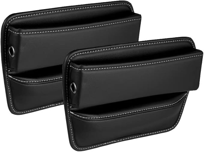 Riloer Car Organizers for Gap Leather Waterproof Car Seat Gap Fillers for Cars, Suvs, Trucks, Front Seat Gap Fillers for Phones, Keys, Cards, Glasses, Beige