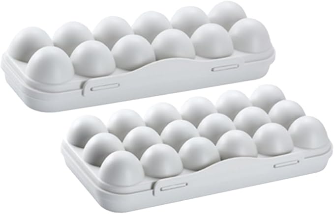 2pcs Refrigerator Egg Storage Bin Large Capacity Egg Holder for Fridge Thick Plastic Organizer with Stackable Design Convenient Kitchen and Dining Container