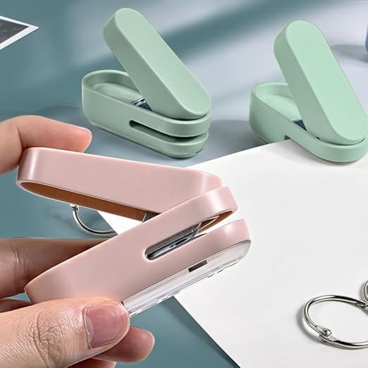 Magnoloran 2 Pack Single Hole Punch, 1/4 inch Mini Small Hole Puncher Heavy Duty Paper Hole Puncher Small Hole Punch One Hole Puncher for Crafts Paper Cards Tags Scrapbook-Pink&Green
