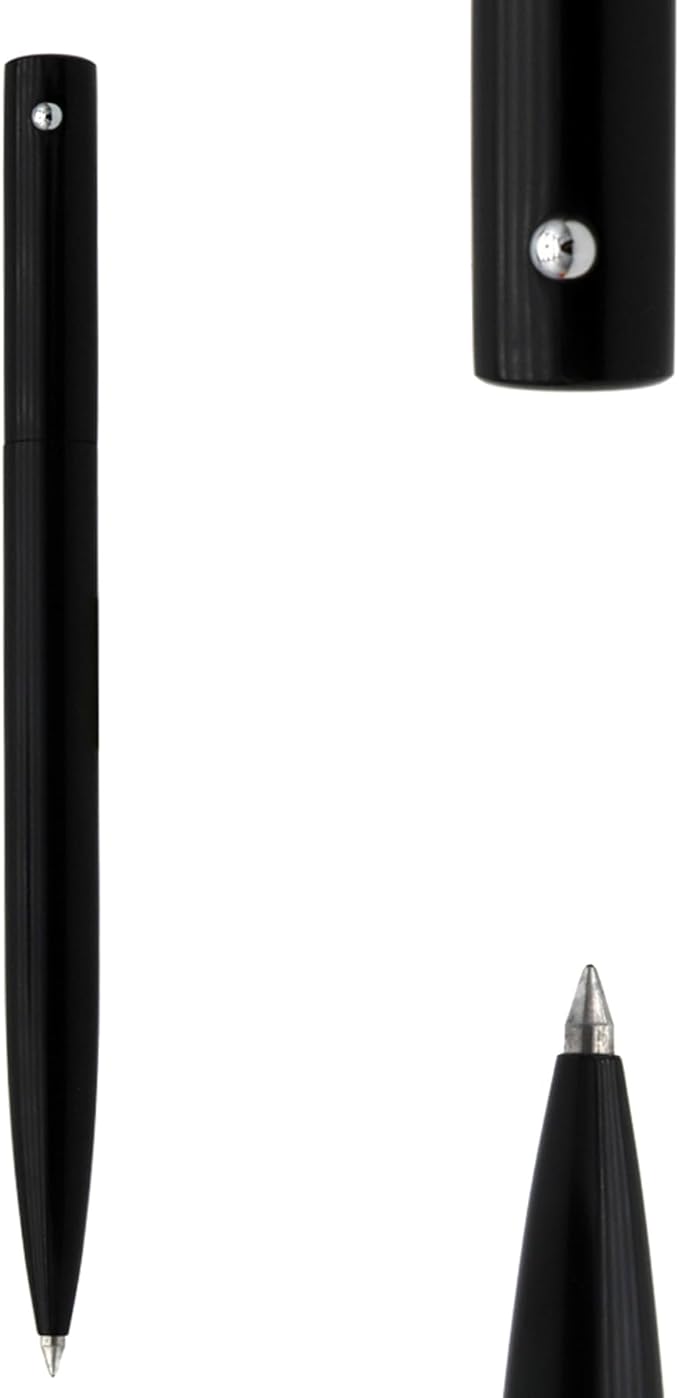 DUNBONG Retractable Metal Gel Pen, 0.5mm Medium Point Ballpoint Pens, Black Gel Ink (Black)