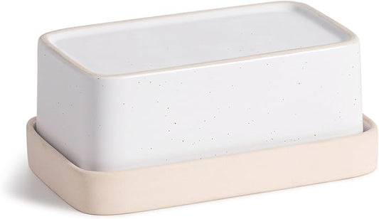 Ceramic Butter Dish with Lid，Large Butter Dish for Countertop, double-sided usable design，Suitable for fresh spreadable butter, butter container holder for kitchen and home decor.