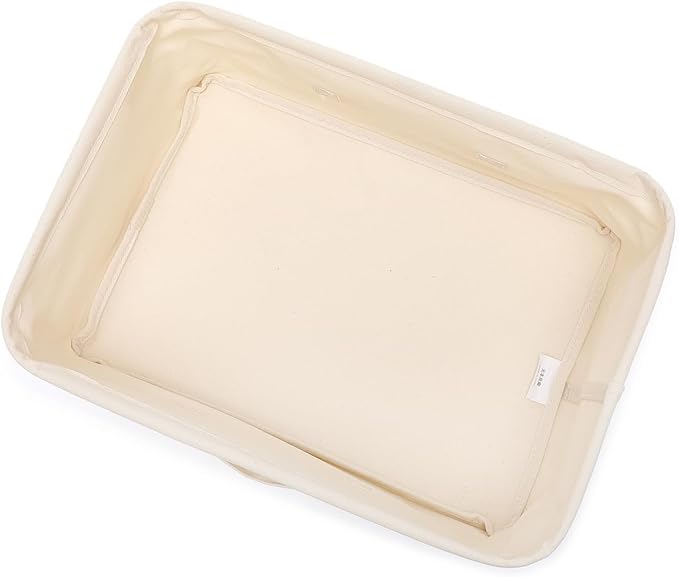 Foldable Storage Bins with Lids Cotton Canvas Rectangular Storage Box Ideal for Organization Lightweight and Durable (13.78 x 9.65 x 6.1)