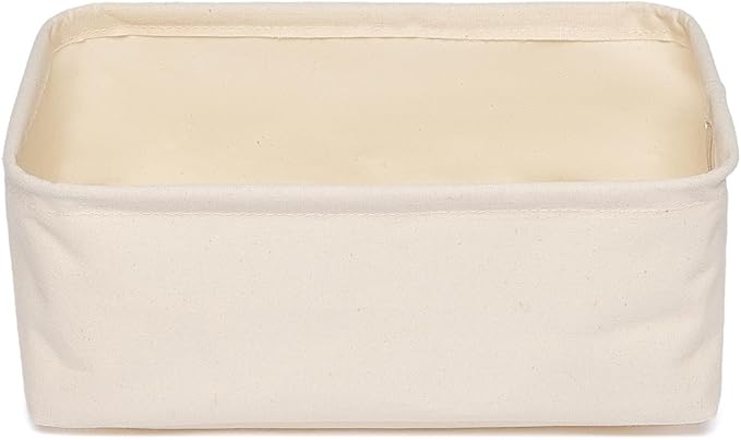 Foldable Storage Bins with Lids Cotton Canvas Rectangular Storage Box Ideal for Organization Lightweight and Durable (11.22 x 2.95 x 4.72)
