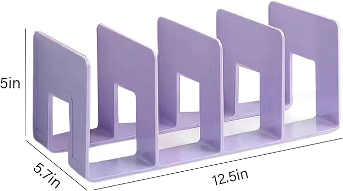 2PCS Acrylic File Organizer for Desk, Desktop Document/Mail Organizer, 4 Compartments Plastics Invisible Bookshelf Floating (12.5" x 5.7" x 5", Purple)