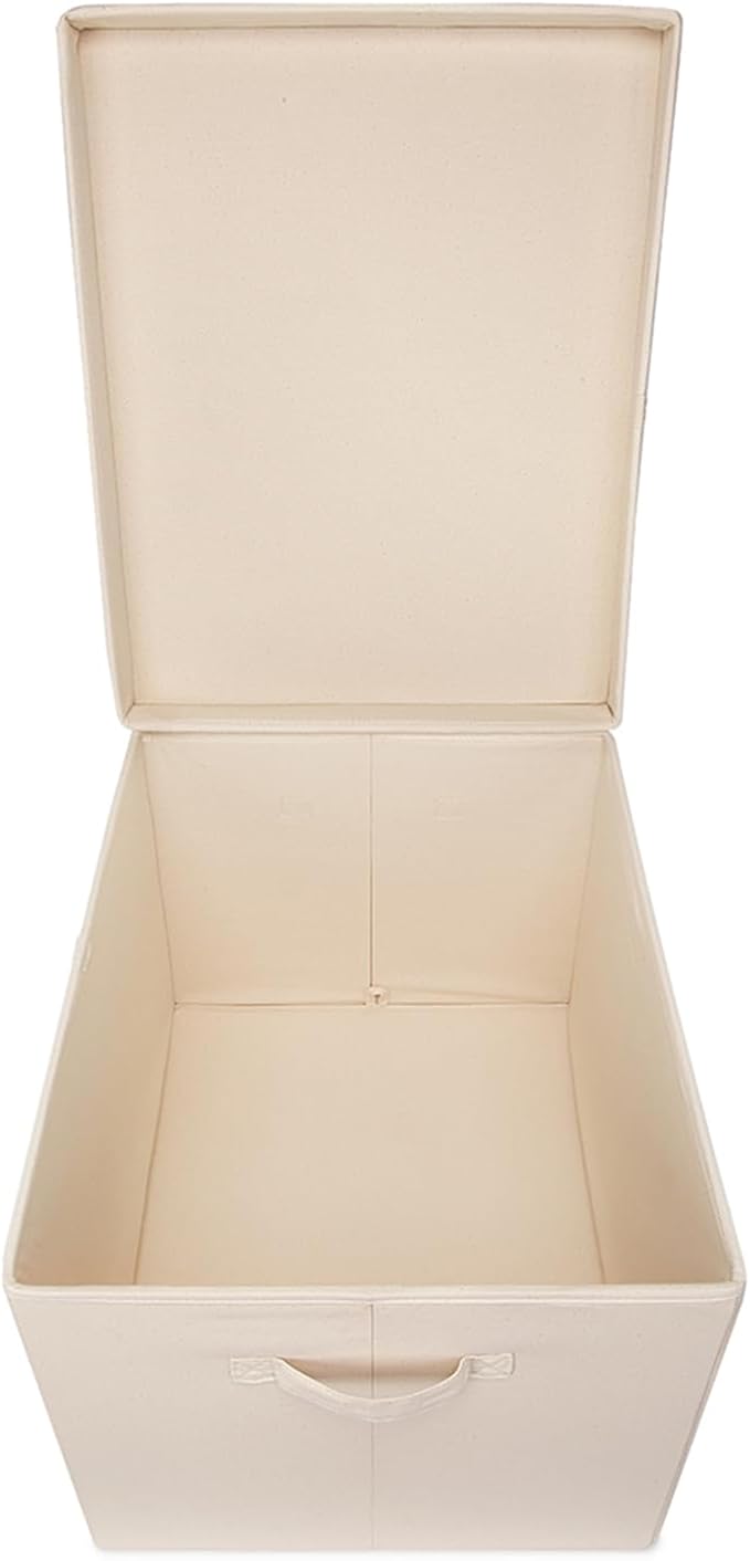 Foldable Storage Bins with Lids Cotton Canvas Rectangular Storage Box Ideal for Organization Lightweight and Durable (XXL)