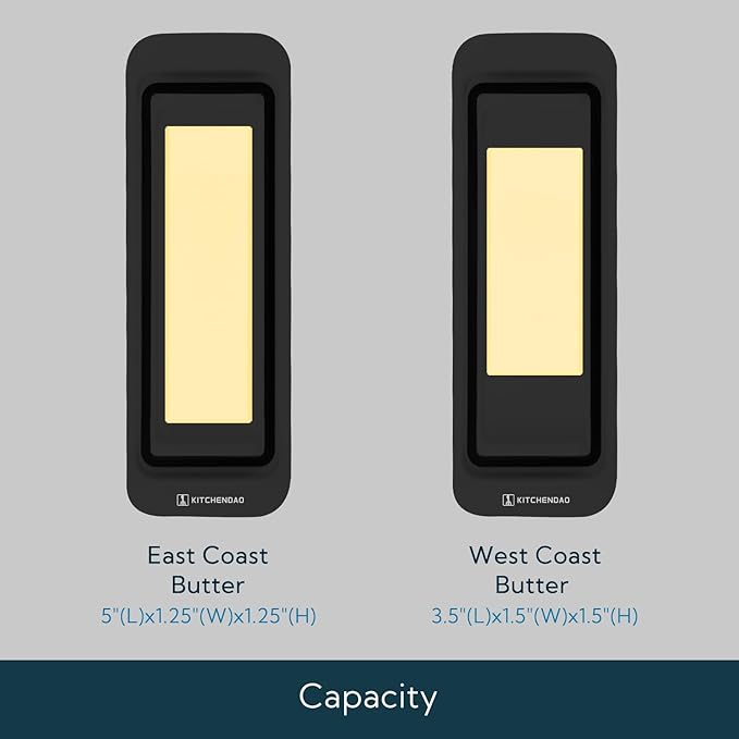 KITCHENDAO Airtight Butter Dish with Lid for Countertop and Refrigerator Door Shelf, Butter Keeper, Plastic Butter Holder Tray Container for West/East Coast Butter, Black