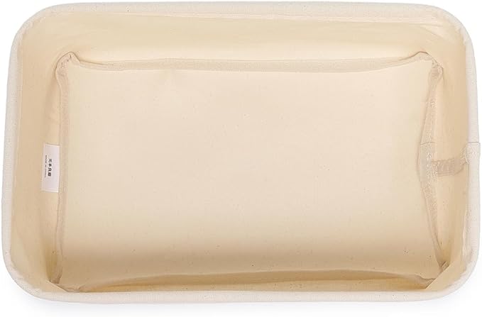Foldable Storage Bins with Lids Cotton Canvas Rectangular Storage Box Ideal for Organization Lightweight and Durable (11.22 x 2.95 x 4.72)