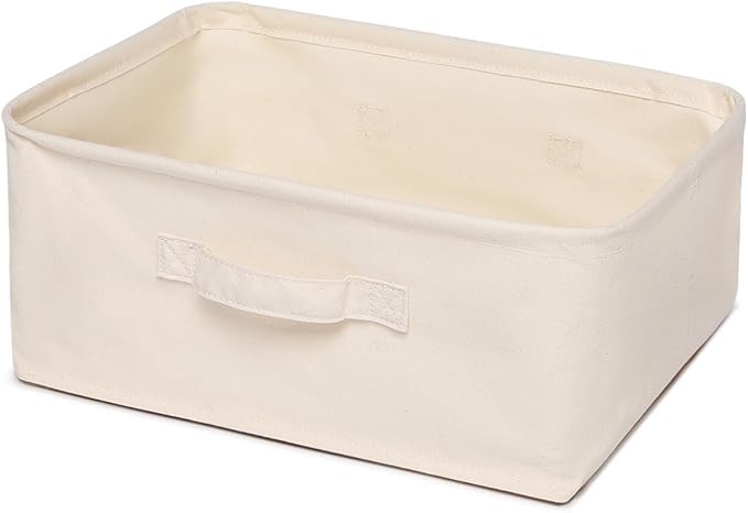 Foldable Storage Bins with Lids Cotton Canvas Rectangular Storage Box Ideal for Organization Lightweight and Durable (13.78 x 9.65 x 6.1)
