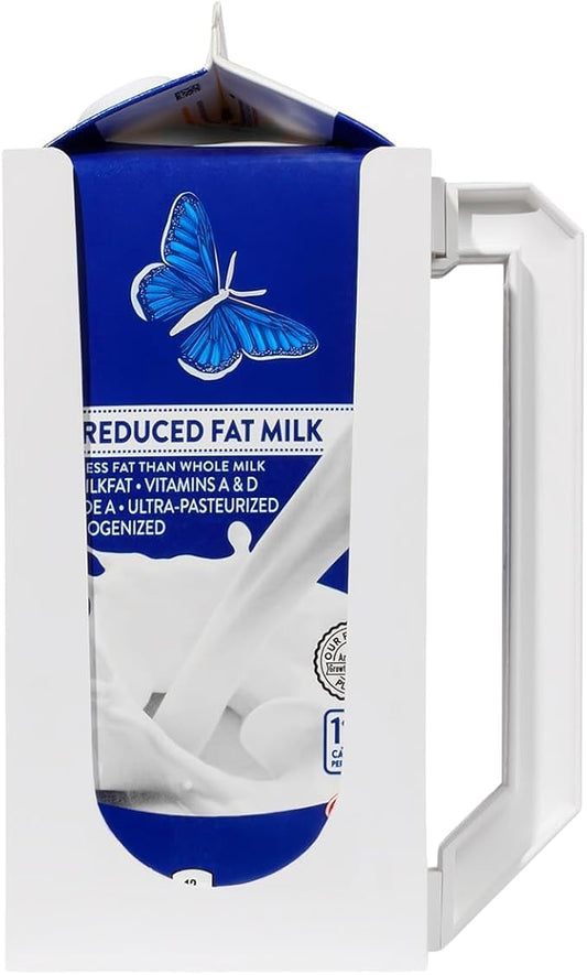 Carton Caddy XL Half Gallon Milk Carton Holder with Handle, Juice Box, Soda Bottle and Milk Half Gallon Holder with Handle, Rust Free, Dishwasher Safe, Reusable, Easy to Clean, Ergonomic