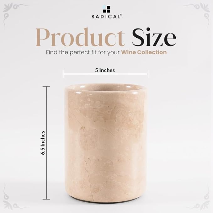 Radicaln Marble Wine Chiller Verona 6.5" Inches Handmade Insulated Cooler For Champagne - Wine Bottle Holder & Beverage Cooler For Bar Accessories