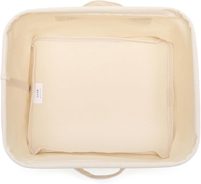 Foldable Storage Bins with Lids Cotton Canvas Rectangular Storage Box Ideal for Organization Lightweight and Durable (9.45 x 7.48 x 5.91)