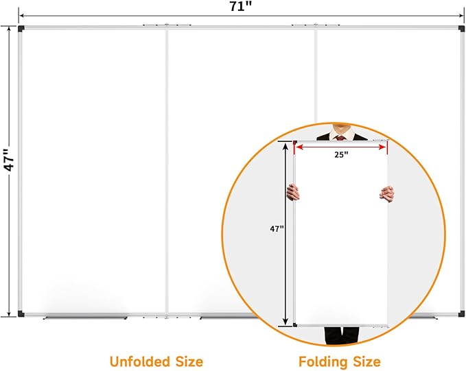 XBoard Magnetic Whiteboard 72 x 48 Inch, 6'x4' Dry Erase Board with Aluminum Frame | Foldable Wall-Mounted Whiteboard for Home Office, Classroom, Conference Room
