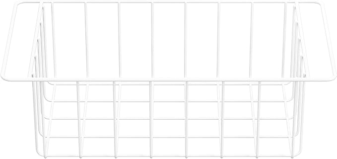 17.5'' Chest Freezer Organizer Basket, Sturdy Metal Wire Pantry Freezer Baskets, Deep Freezer Basket Storage Rack Bins, White, Set of 2