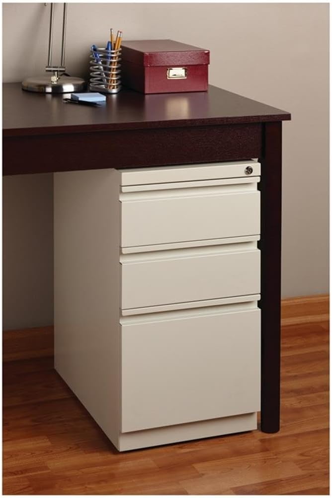 Pemberly Row 27.75" H X 15.00" W Modern 3 Drawer Metal Mobile Filing Cabinet in Putty with Lock Included