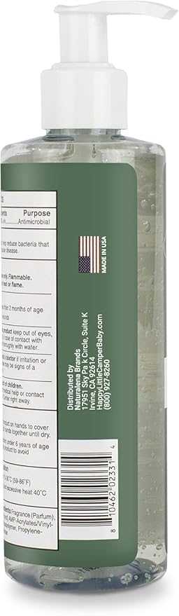 Happy Little Camper Hand Sanitizer with Lemon Zest Scent - Moisturizing Gel with Vitamin E & Antimicrobial Formula- Contains 70% Ethyl Alcohol - Travel Size, Made in USA - 3x 8oz bottles