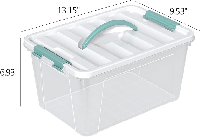 14 Quarts Latching Storage Containers, 8-Pack Clear Plastic Tote Boxes with Lids and Handles