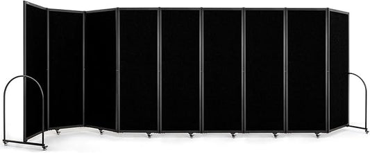 Folding Room Partition,Privacy Room Screen with Arms,Office Dividers Partition Wall,18'5"L* 6'7"H,Black