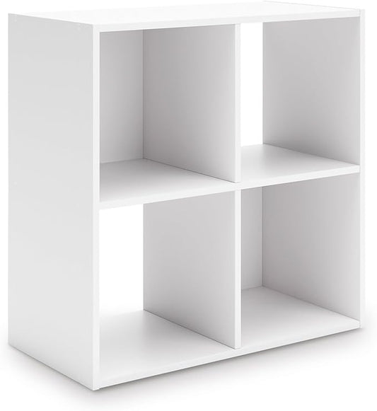Signature Design by Ashley Onita Contemporary 4 Cube Organizer for Storage, Fits 10.5" by 10.5" by 11" H Storage Bins, Wood, 23.82" Tall, White Finish