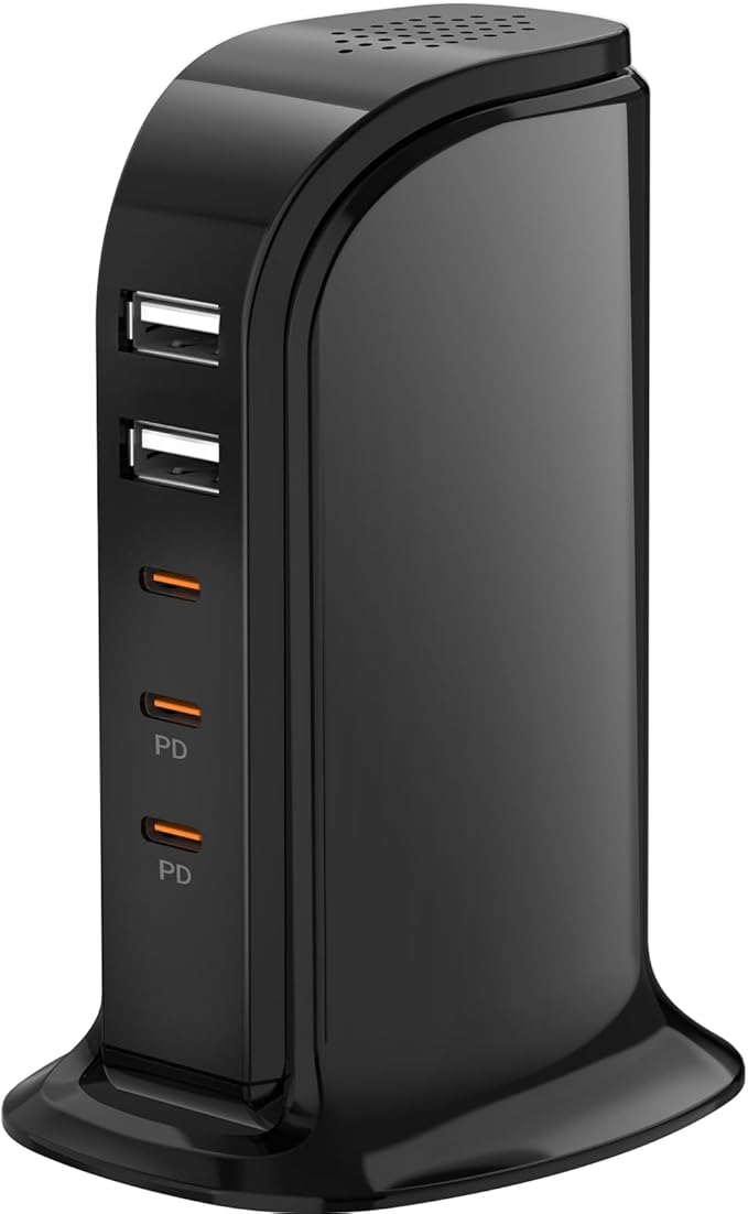 Type C Charger for Multiple Devices, Upoy USB C Fast Charging Station 100W Total, USB C Charger Block with Dual PD C Ports, USB Tower Multiports Space Saving, Charging Accessories for iPhone/Samsung