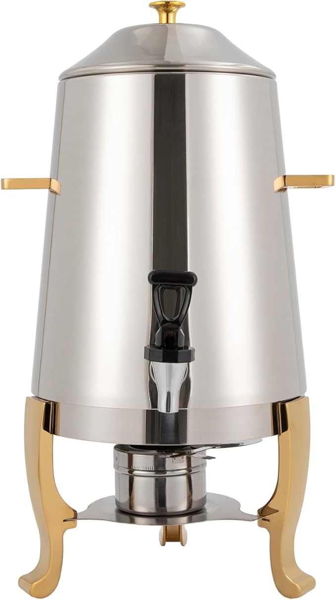 3.4 Gallon Stainless Steel Hot Beverage Dispenser, 13L Coffee Urn with Fuel Holder, Hot Chocolate/Coffee/Apple Cider Chafer for Party Buffet Catering, Durable Aluminum Tripod