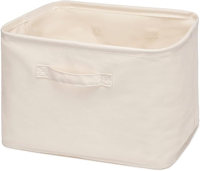 Decorative Basket Rectangular Fabric Storage Bin Organizer Basket with Handles for Clothes Storage (14.5 x 10.2 x 10.2, Beige)