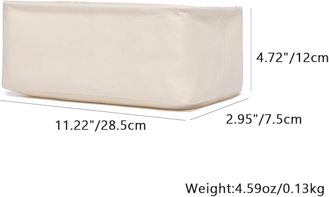 Foldable Storage Bins with Lids Cotton Canvas Rectangular Storage Box Ideal for Organization Lightweight and Durable (11.22 x 2.95 x 4.72)