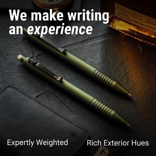 Everyman Grafton Pen and Pencil Set, OD Green | Premium EDC Metal Gel Ink Ballpoint Pen + Mechanical Pencil | Refillable Executive Writing Tools for Office, Business, Men’s Gift & Daily Use