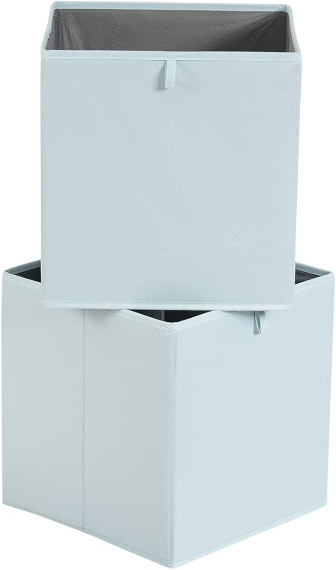 Amazon Basics Cube Organizer Bins, Collapsible Storage Baskets for Shelves, Jade Green, Pack of 6, 13x15x13"