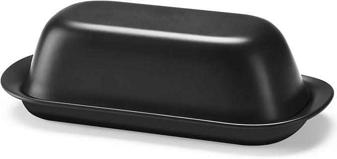 Butter Dish with Lid, Butter Keeper for Countertop, Airtight Butter Dish, Plastic Butter Keeper Tray for West/ East Coast Butter, Dishwasher Safe(Black)