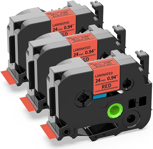 Label KINGDOM 24mm Red Label Tape Replacement for Brother TZe-451 TZe451 1 Inch Black on Red TZ Tape 24mm 0.94 Compatible with Brother P Touch for PTD600 PTP710BT PTP700 PT2730, 3-Pack