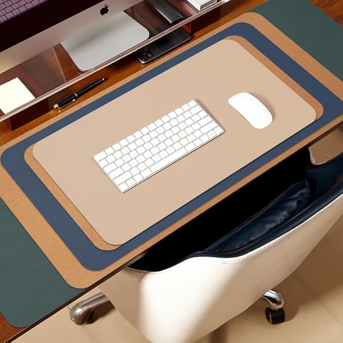 Large Cork Desk Mat - 47.2"x 17" Desk Pad for Office and Home - Ideal for Large Mouse Pad and Desk Mats on Top of Desks(Olive Green)