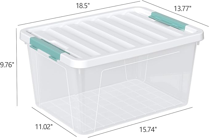 Gainhope 6 Pack 35 L Clear Plastic Storage Bin, Latch Storage Box with Lid