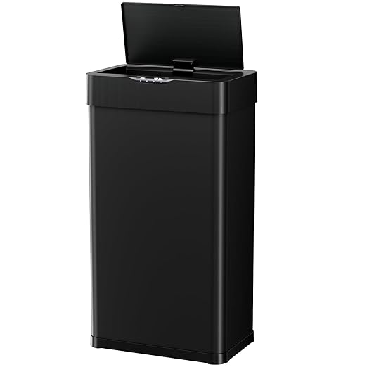 AthLike Sensor Trash Can, Touchless Motion Sensor Trash Bin, Smart Automatic Garbage Can with Soft-Close Lid, Bag Retainer Ring and Display Light,for Kitchen,Living Room Office (Black, 21.1 Gal)