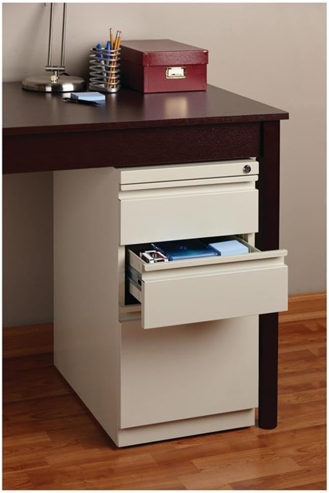 Pemberly Row 27.75" H X 15.00" W Modern 3 Drawer Metal Mobile Filing Cabinet in Putty with Lock Included