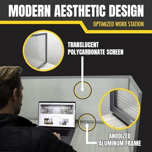 OBEX Polycarbonate Office Desk Mounted Privacy Screen Adjustable Table Top Panel Divider, Universal Aluminum Bracket-USA Made, 24" x 36", Translucent