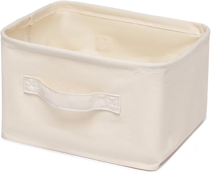 Foldable Storage Bins with Lids Cotton Canvas Rectangular Storage Box Ideal for Organization Lightweight and Durable (9.45 x 7.48 x 5.91)