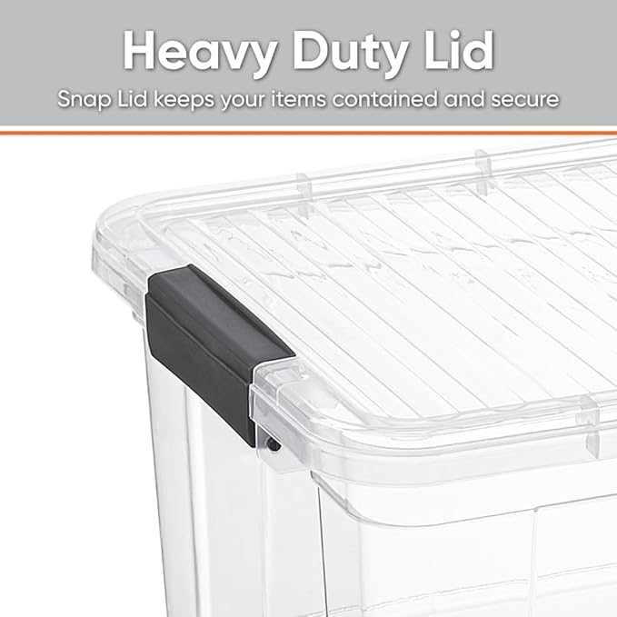Superio Clear Storage Box with Lid, 36 Quart Plastic Container Bins for Organizing, Stackable Crates, BPA Free, Non Toxic, Odor Free, Organizers for Home, Office, School, and Dorm