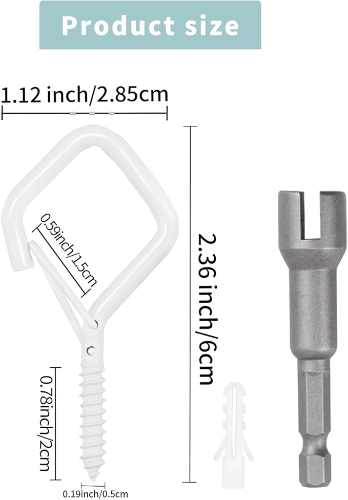 50 PCS White Eye Screw Hooks for Hanging Heavy Duty with Safety Buckle.Metal Ceiling Hooks for Hanging Plants Cup Wind Chime Bird Feeders Patio Lights at Indoor&Outdoor