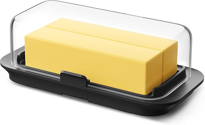 Pisol Large Butter Dish with Lid for Countertop and Fridge Refrigerator Door Shelf, Airtight 250g Butter Keeper for East Coast/West Coast/European/Kerrygold Butter/French Butter/Cream Cheese