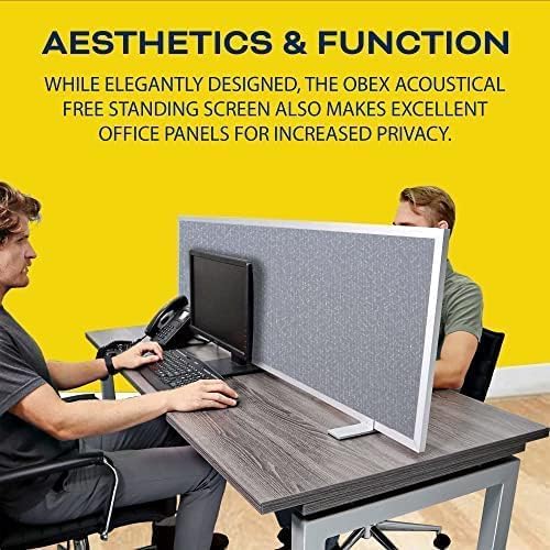 OBEX Acoustical Free Standing Privacy Screen, Cubicle Accessories Desk Privacy Panel, Desk Dividers for Office, Office Furniture Partitions Portable Sound Proof Dividers, 18" x 48", Twilight